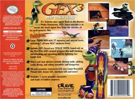 Box back cover for Gex 3 - Deep Cover Gecko on the Nintendo N64.