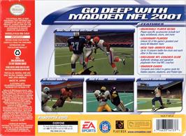 Box back cover for Madden Nfl 2001 on the Nintendo N64.