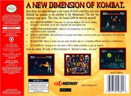 Box back cover for Mortal Kombat 4 on the Nintendo N64.
