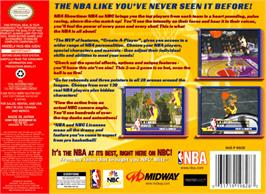 Box back cover for NBA Showtime: NBA on NBC on the Nintendo N64.