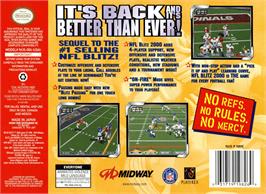 Box back cover for NFL Blitz 2000 on the Nintendo N64.