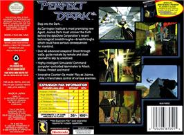 Box back cover for Perfect Dark on the Nintendo N64.