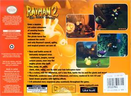 Box back cover for Rayman 2 - The Great Escape on the Nintendo N64.