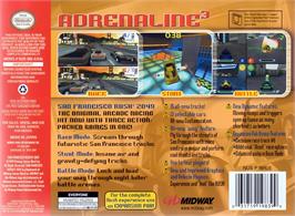 Box back cover for San Francisco Rush 2049 on the Nintendo N64.