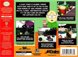Box back cover for South Park on the Nintendo N64.