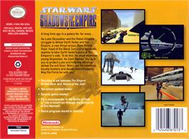 Box back cover for Star Wars - Shadows Of The Empire on the Nintendo N64.