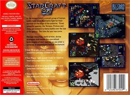 Box back cover for Starcraft 64 on the Nintendo N64.