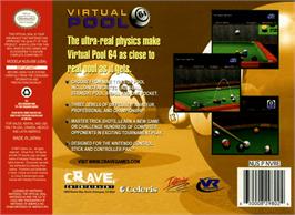 Box back cover for Virtual Pool 64 on the Nintendo N64.