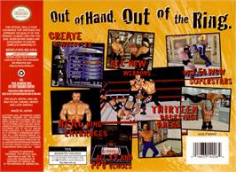 Box back cover for WCW Mayhem on the Nintendo N64.