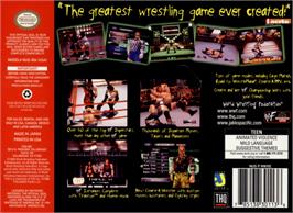 Box back cover for WWF Wrestlemania 2000 on the Nintendo N64.