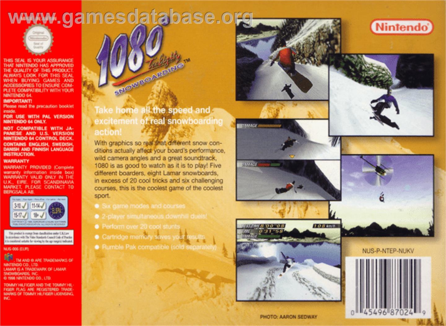 1080° Snowboarding - Nintendo N64 - Artwork - Box Back