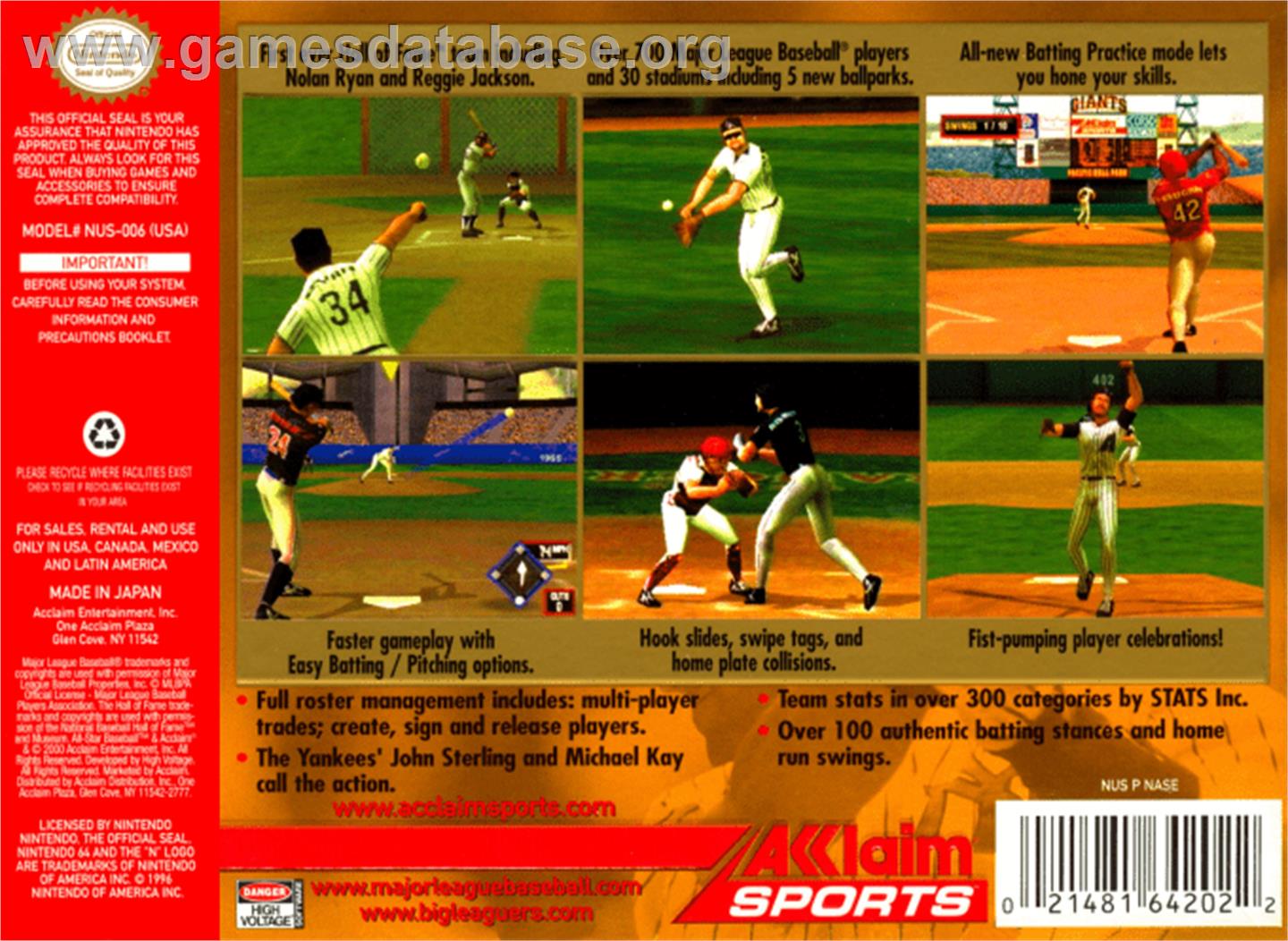 All-Star Baseball 2001 - Nintendo N64 - Artwork - Box Back
