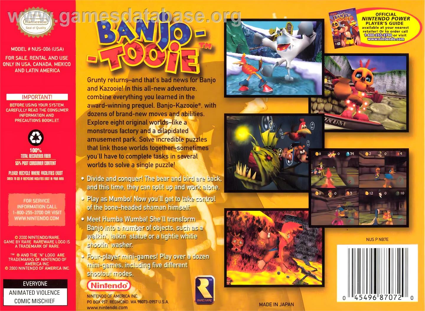 Banjo-tooie - Nintendo N64 - Artwork - Box Back