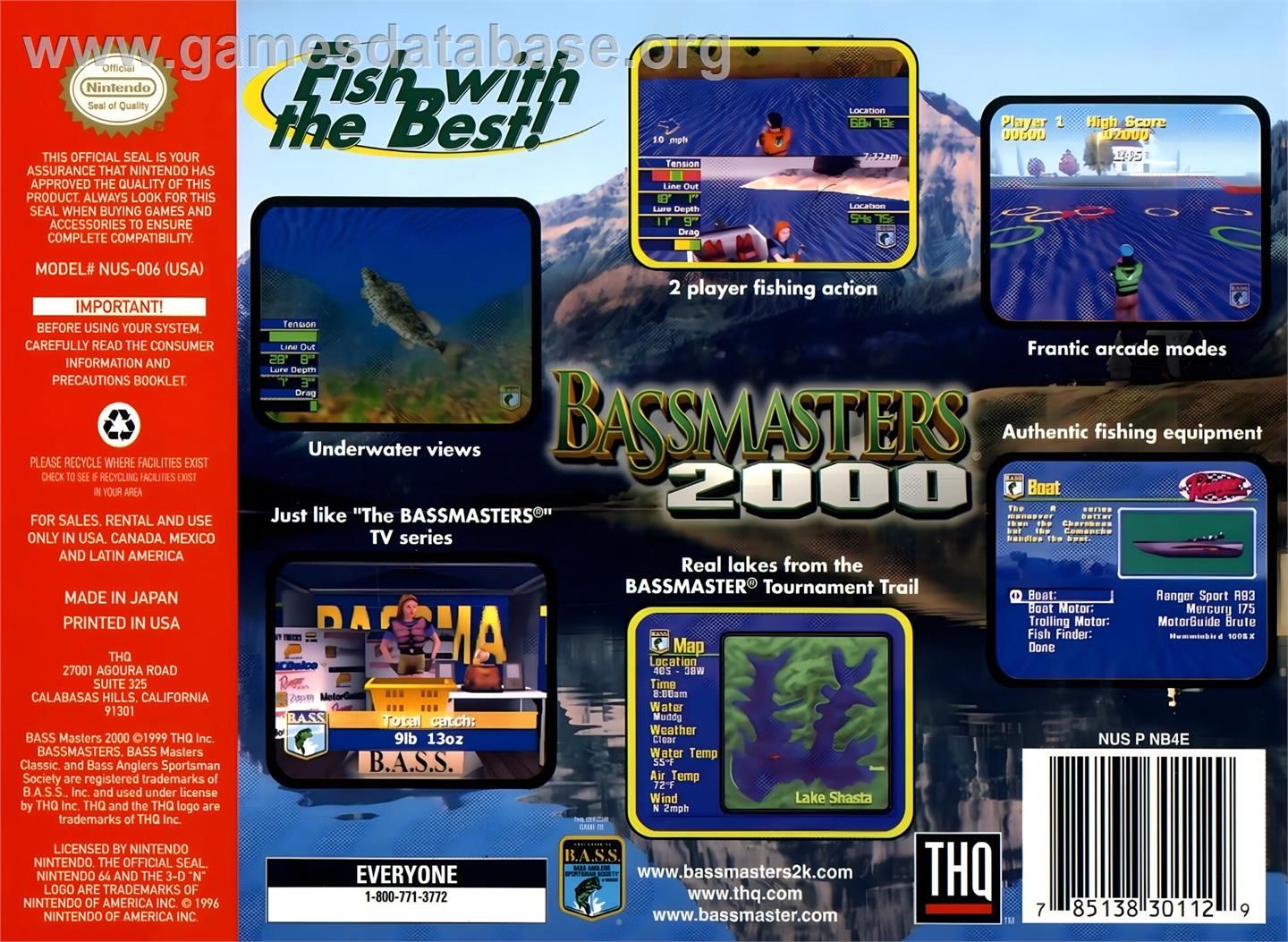 Bassmasters 2000 - Nintendo N64 - Artwork - Box Back