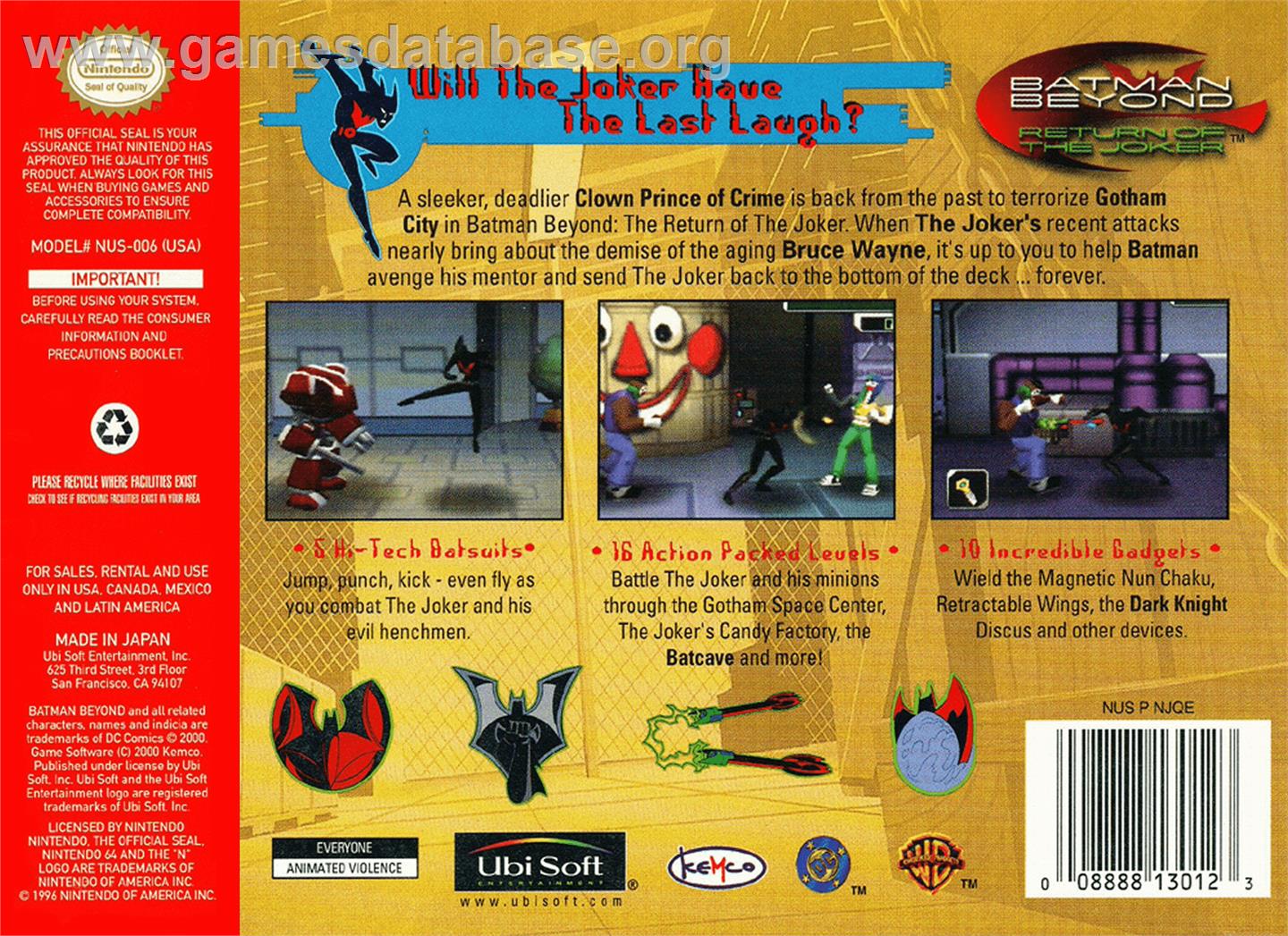 Batman Beyond: Return of the Joker - Nintendo N64 - Artwork - Box Back