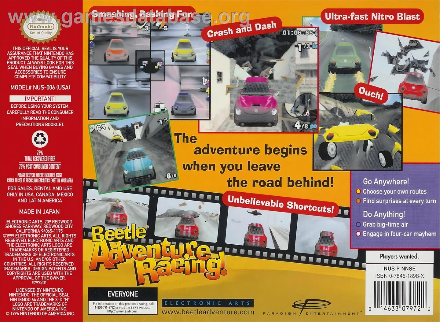 Beetle Adventure Racing! - Nintendo N64 - Artwork - Box Back