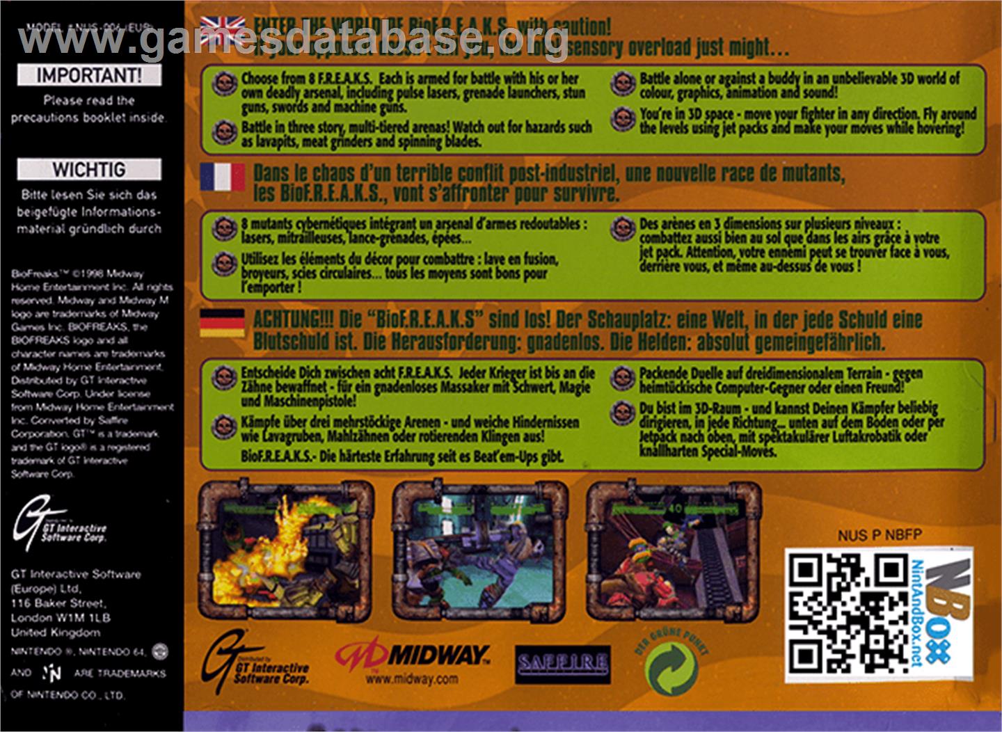 BioFreaks - Nintendo N64 - Artwork - Box Back