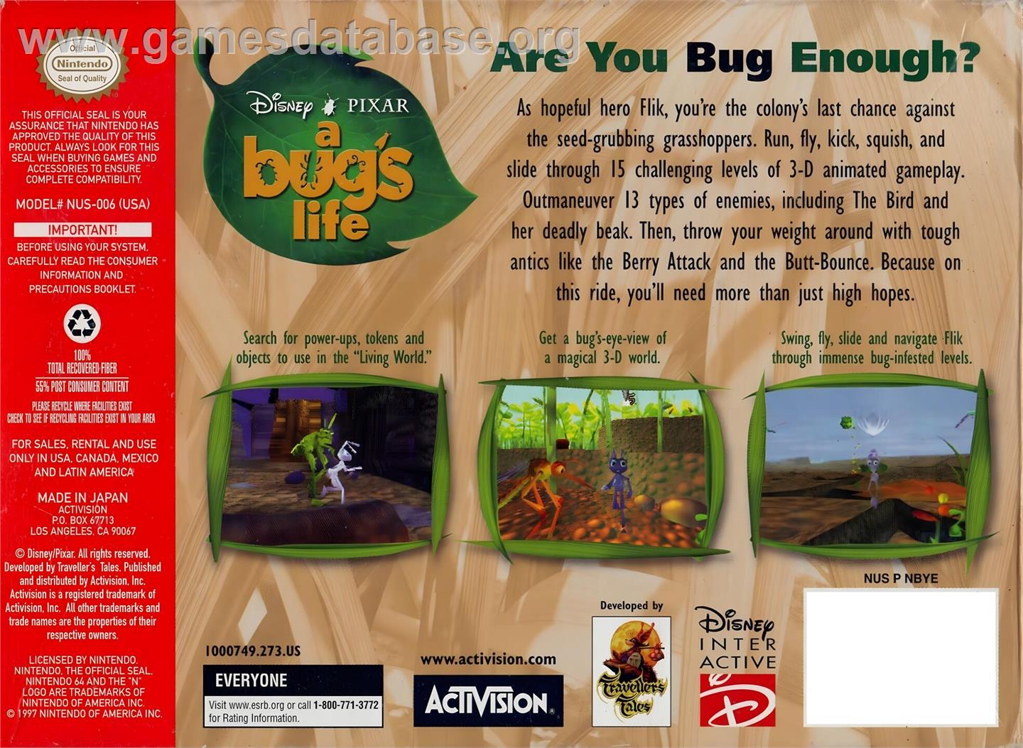 Bug's Life, A - Nintendo N64 - Artwork - Box Back