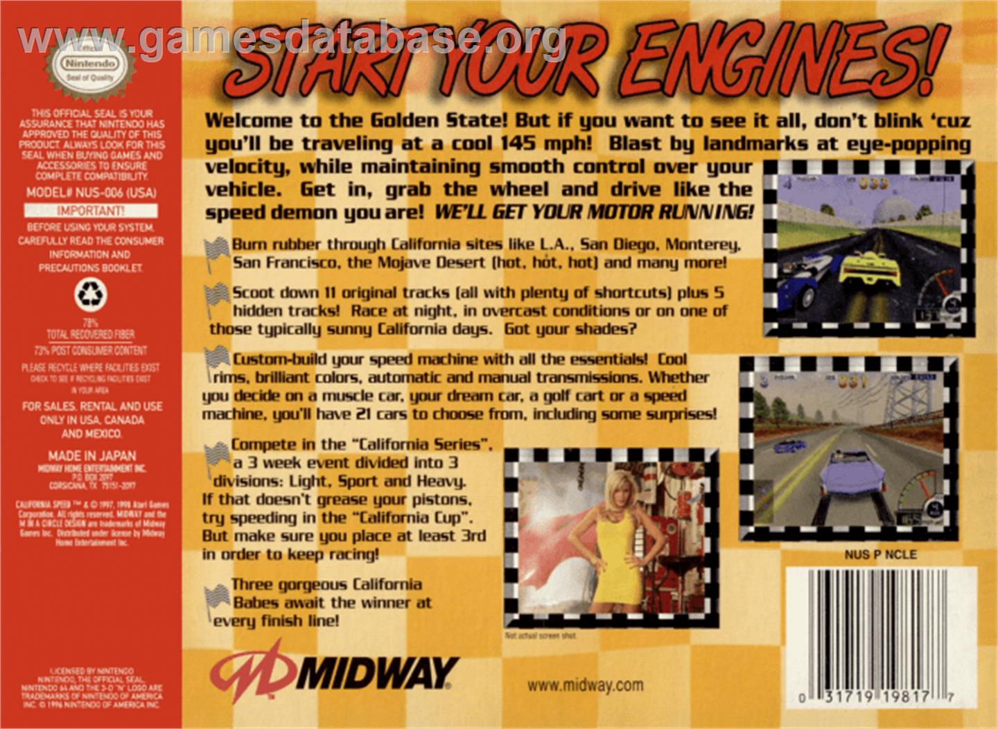 California Speed - Nintendo N64 - Artwork - Box Back
