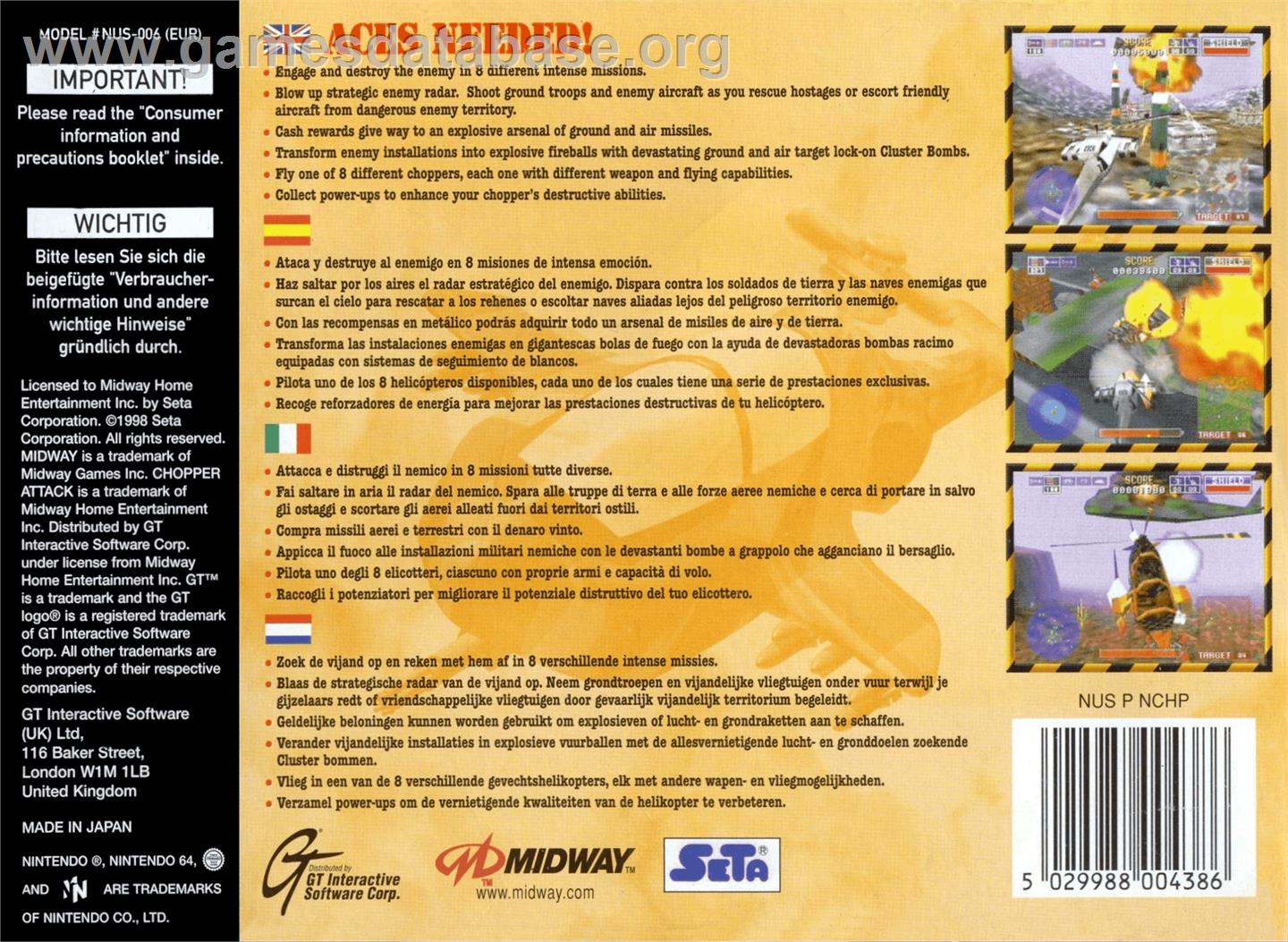 Chopper Attack - Nintendo N64 - Artwork - Box Back