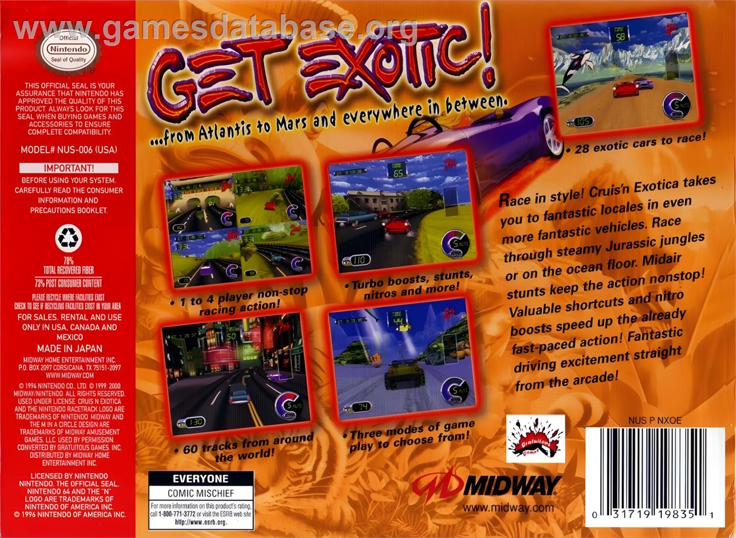 Cruis'n Exotica - Nintendo N64 - Artwork - Box Back