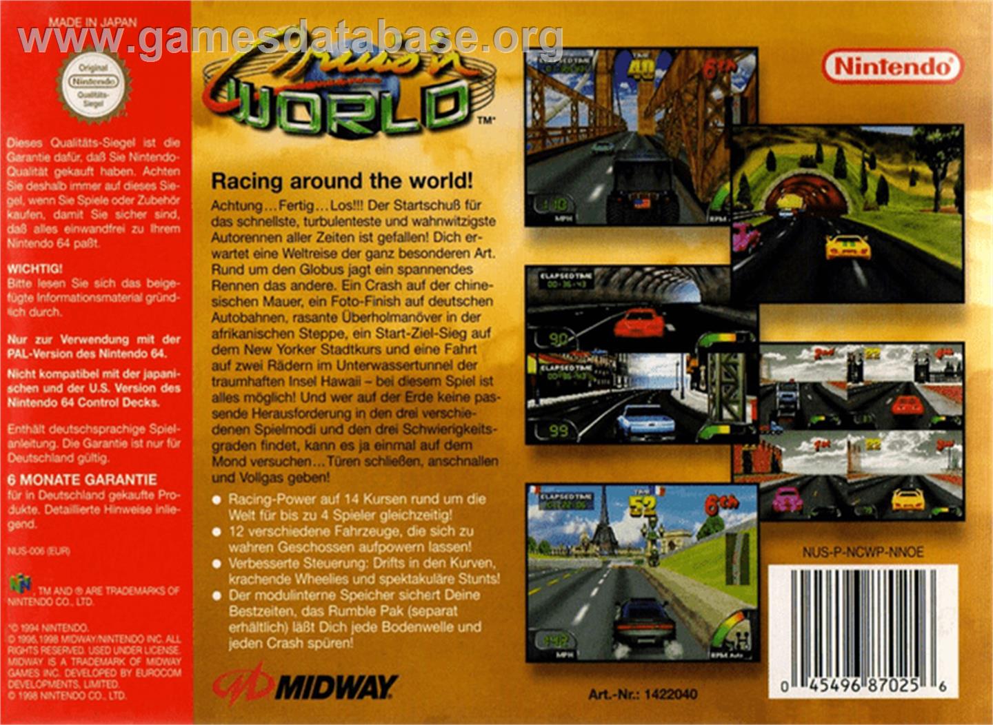 Cruis'n World - Nintendo N64 - Artwork - Box Back