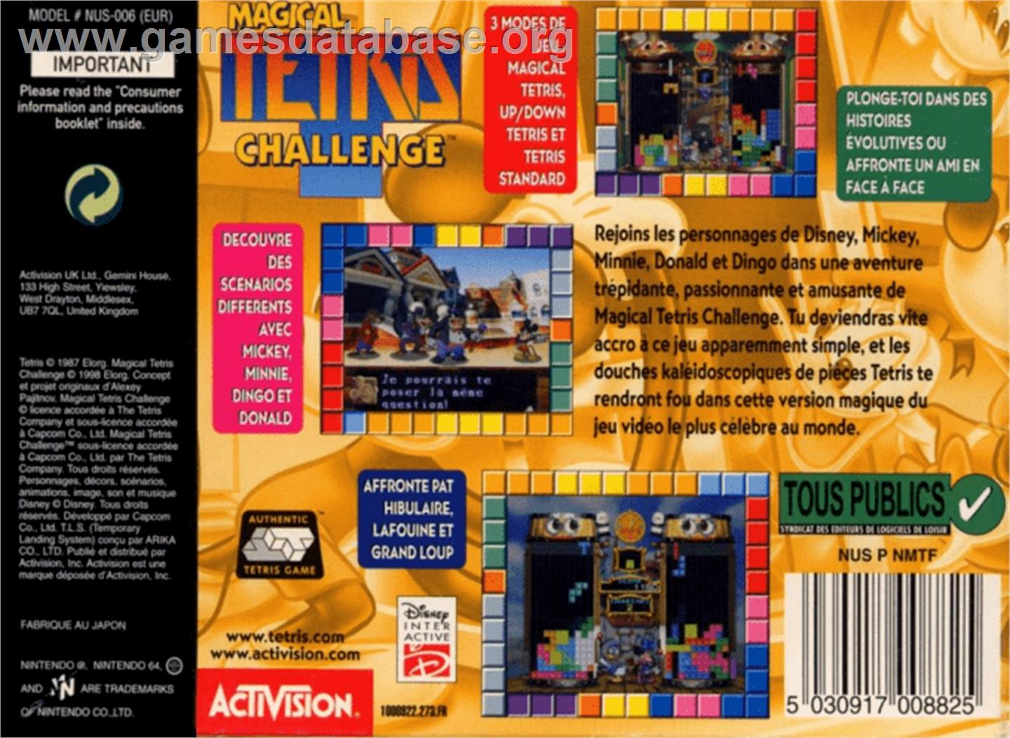 Defi au Tetris Magique - Nintendo N64 - Artwork - Box Back