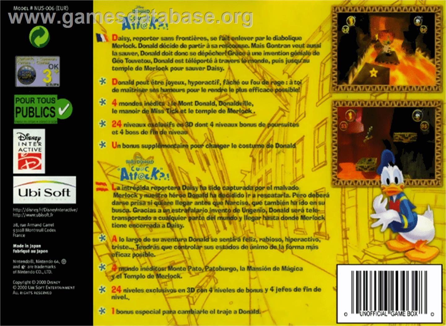 Donald Duck: Quack Attack - Nintendo N64 - Artwork - Box Back