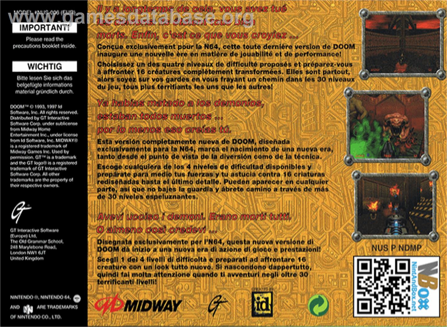 Doom 64 - Nintendo N64 - Artwork - Box Back