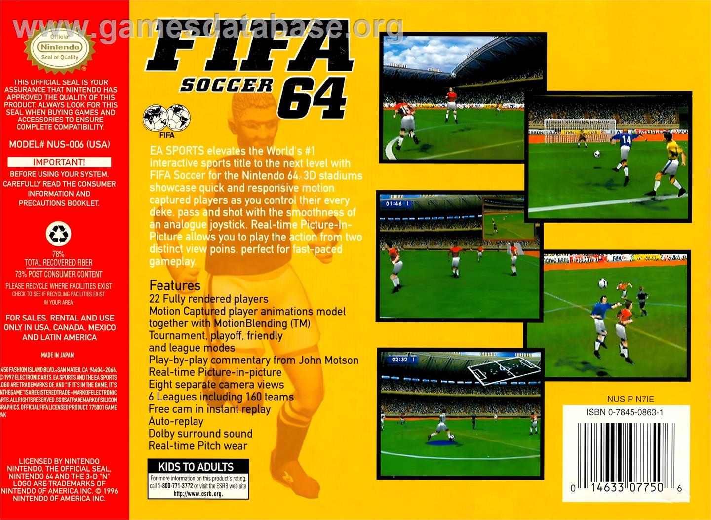 Fifa Soccer 64 - Nintendo N64 - Artwork - Box Back
