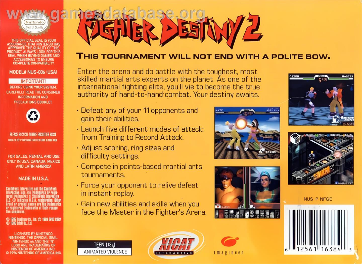 Fighter Destiny 2 - Nintendo N64 - Artwork - Box Back