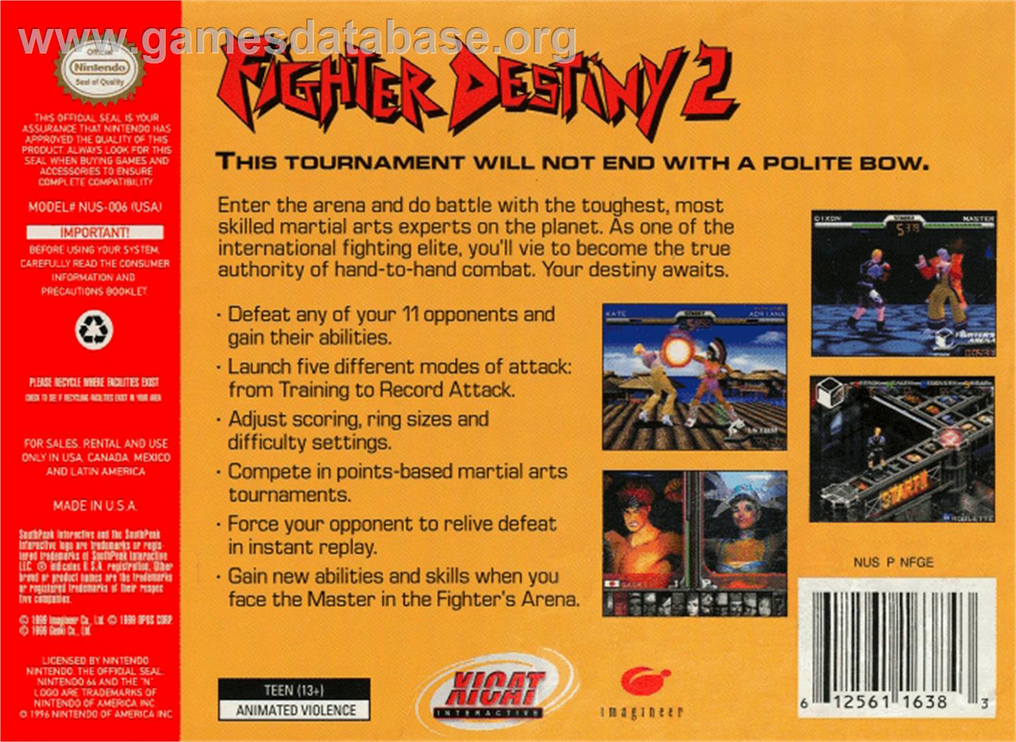 Fighter Destiny 2 - Nintendo N64 - Artwork - Box Back