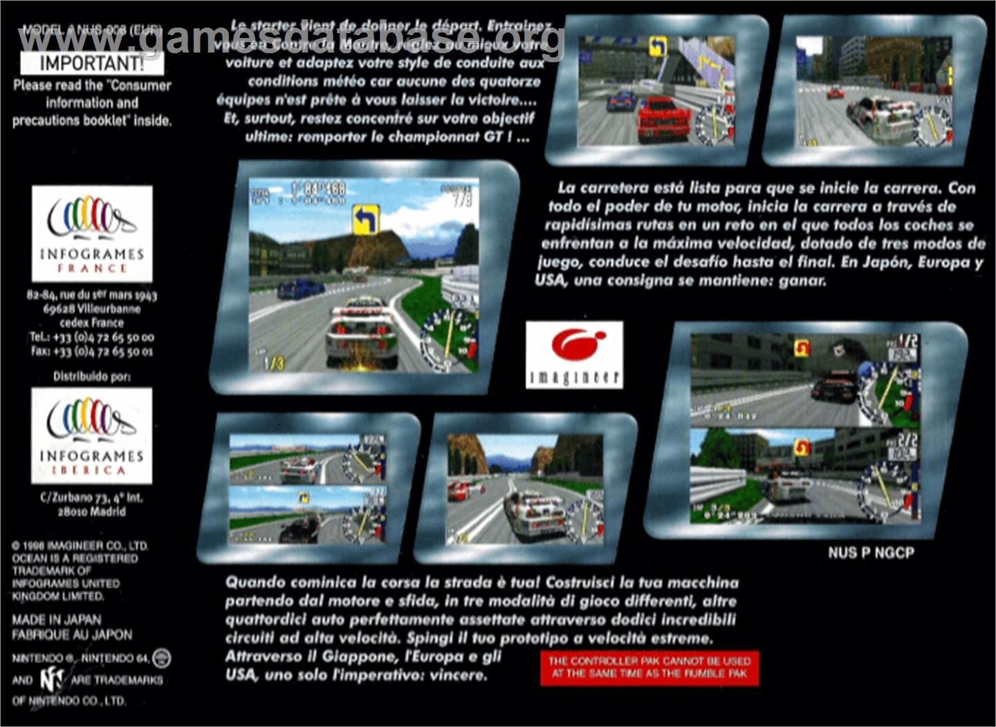GT 64: Championship Edition - Nintendo N64 - Artwork - Box Back