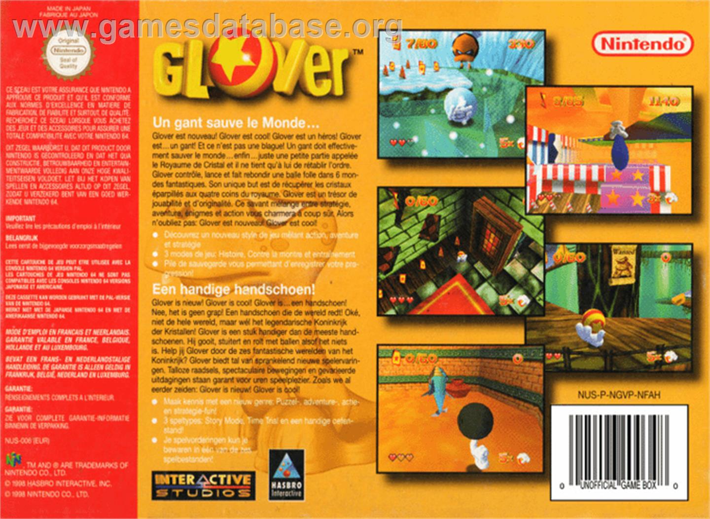 Glover - Nintendo N64 - Artwork - Box Back