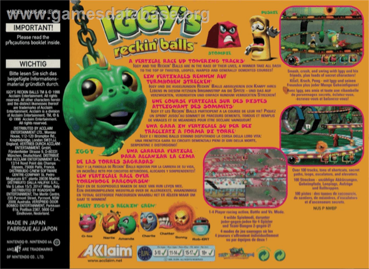 Iggy's Reckin' Balls - Nintendo N64 - Artwork - Box Back