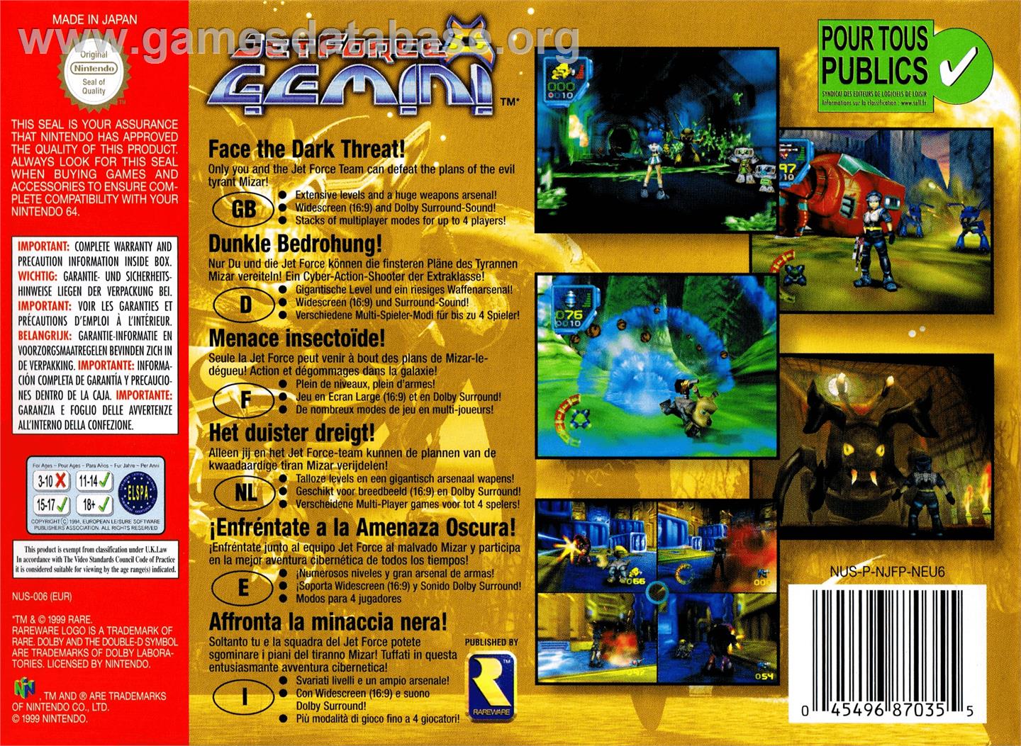Jet Force Gemini - Nintendo N64 - Artwork - Box Back