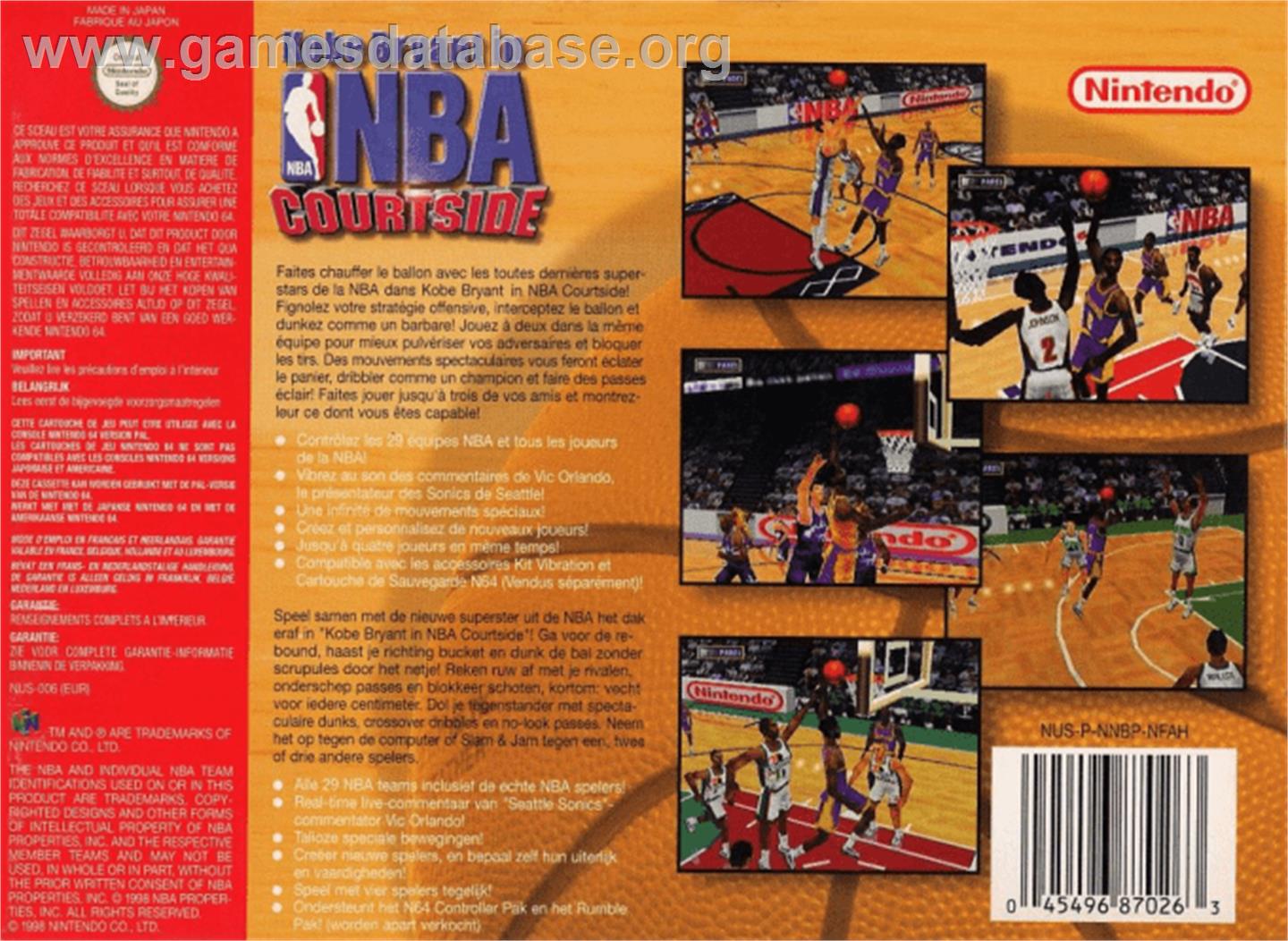 Kobe Bryant's NBA Courtside - Nintendo N64 - Artwork - Box Back