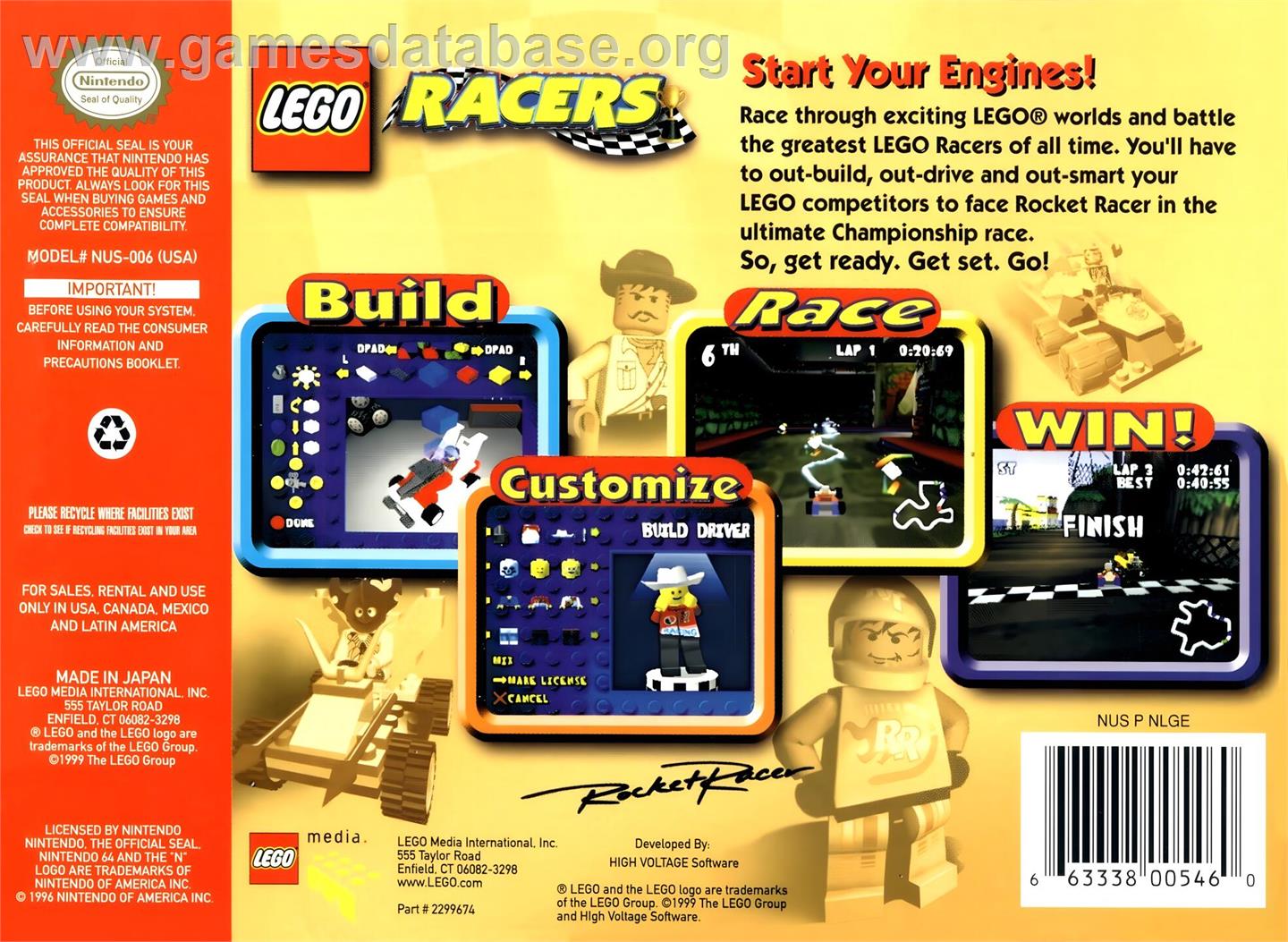 Lego Racers - Nintendo N64 - Artwork - Box Back