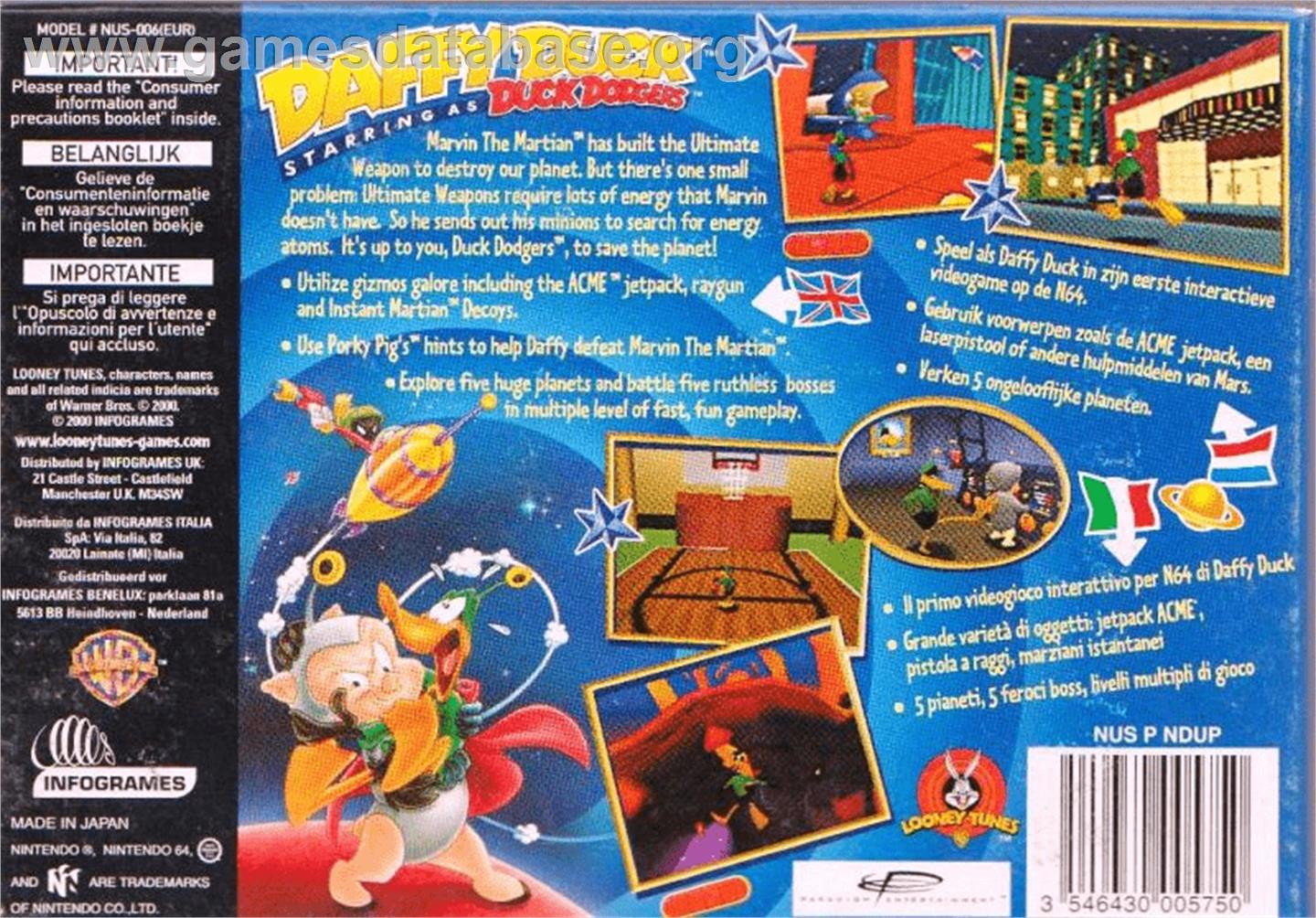Looney Tunes: Duck Dodgers Starring Daffy Duck - Nintendo N64 - Artwork - Box Back