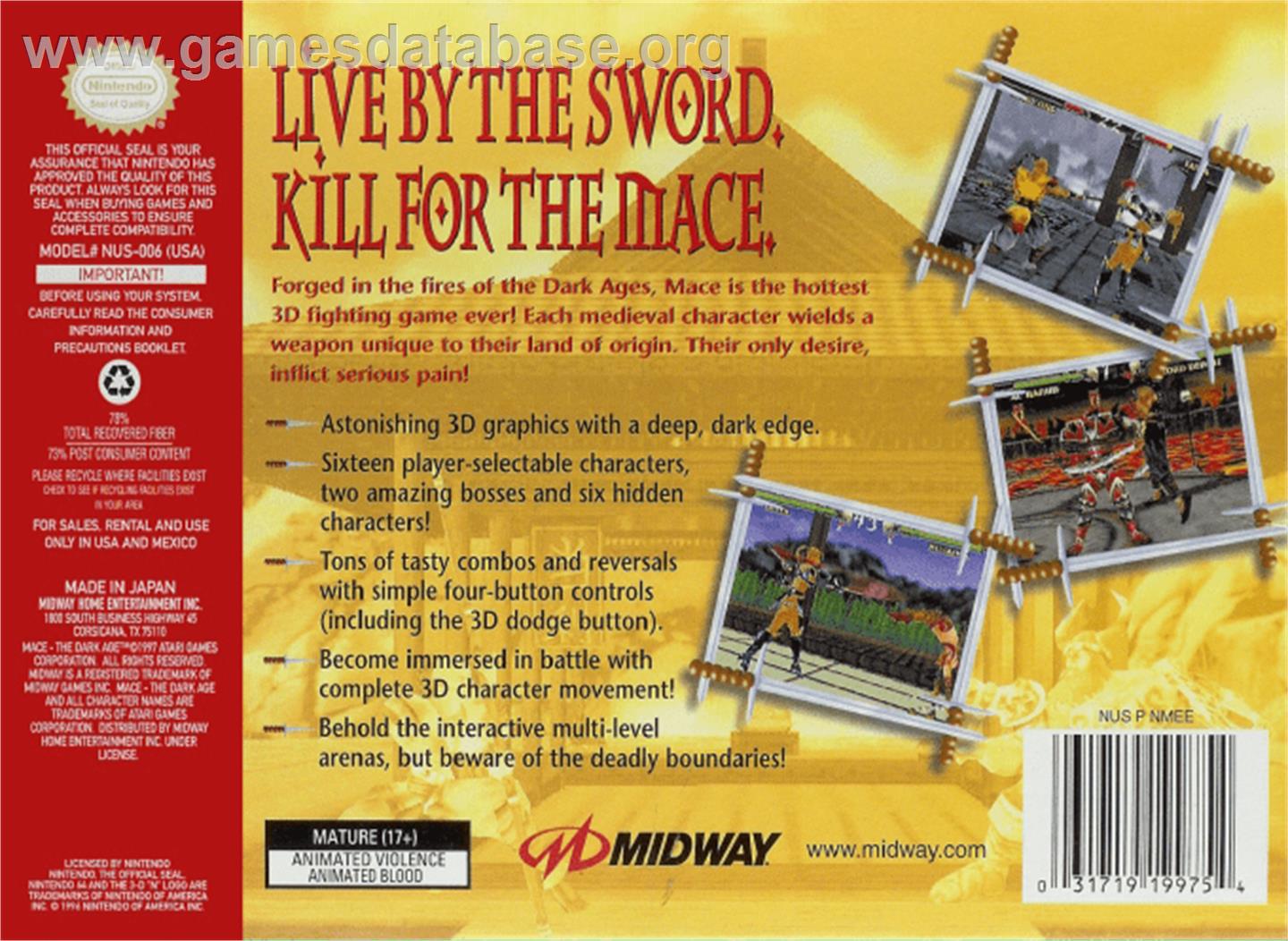 Mace: The Dark Age - Nintendo N64 - Artwork - Box Back