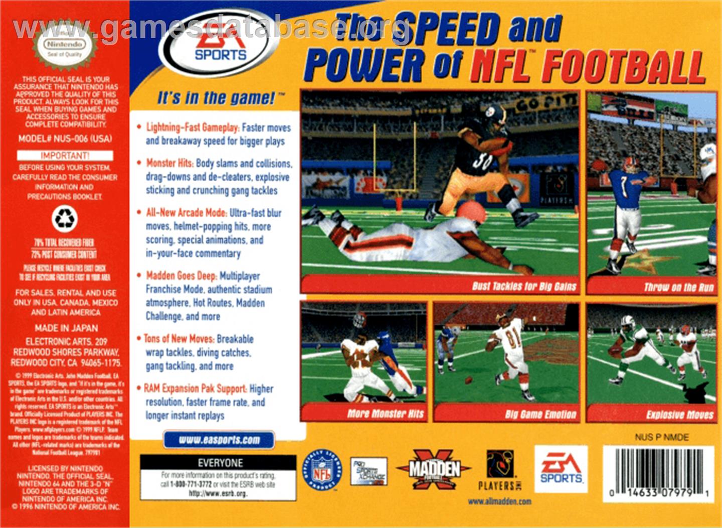 Madden NFL 2000 - Nintendo N64 - Artwork - Box Back