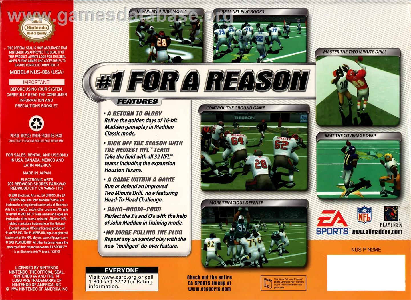 Madden NFL 2002 - Nintendo N64 - Artwork - Box Back