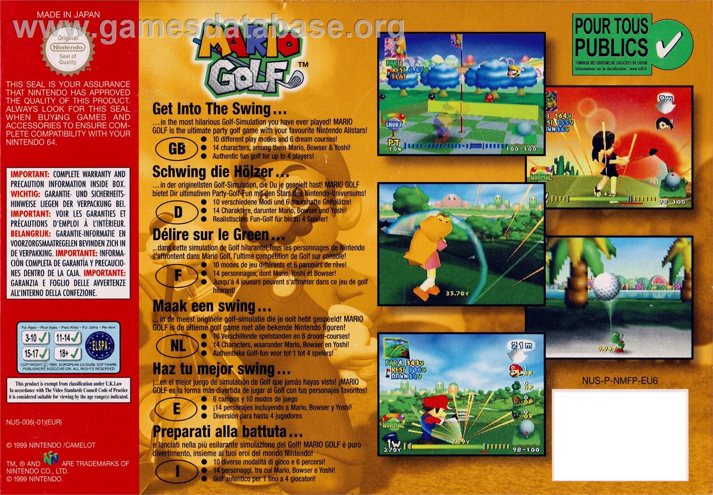 Mario Golf - Nintendo N64 - Artwork - Box Back