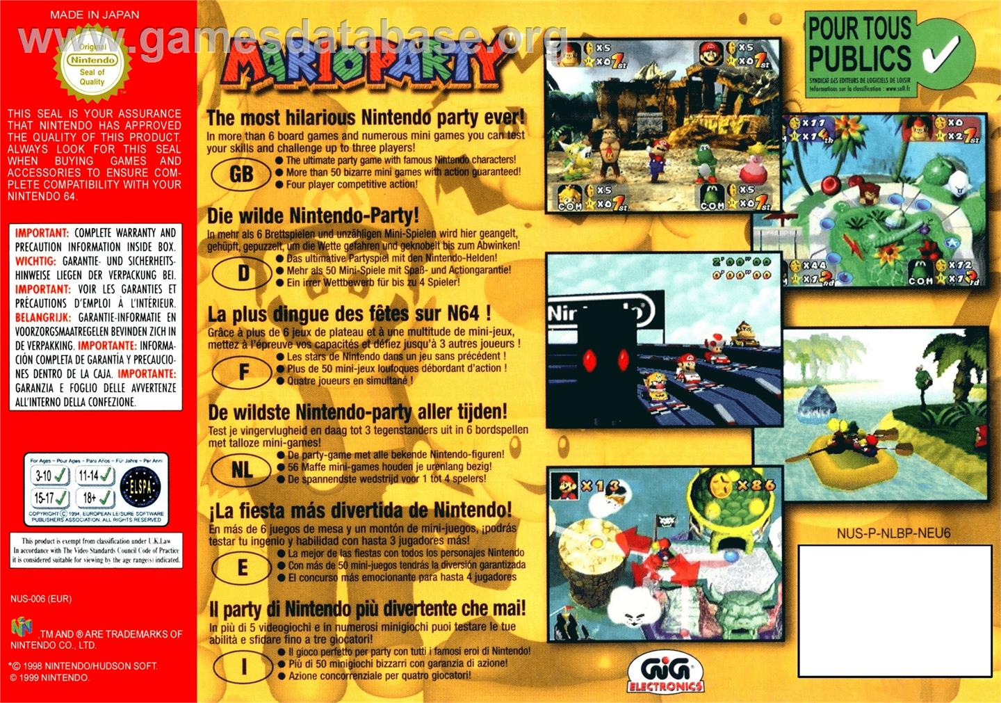 Mario Party - Nintendo N64 - Artwork - Box Back
