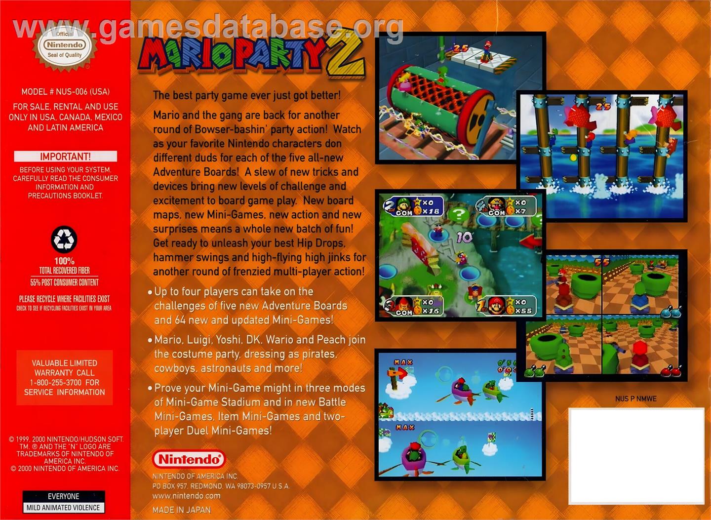Mario Party 2 - Nintendo N64 - Artwork - Box Back