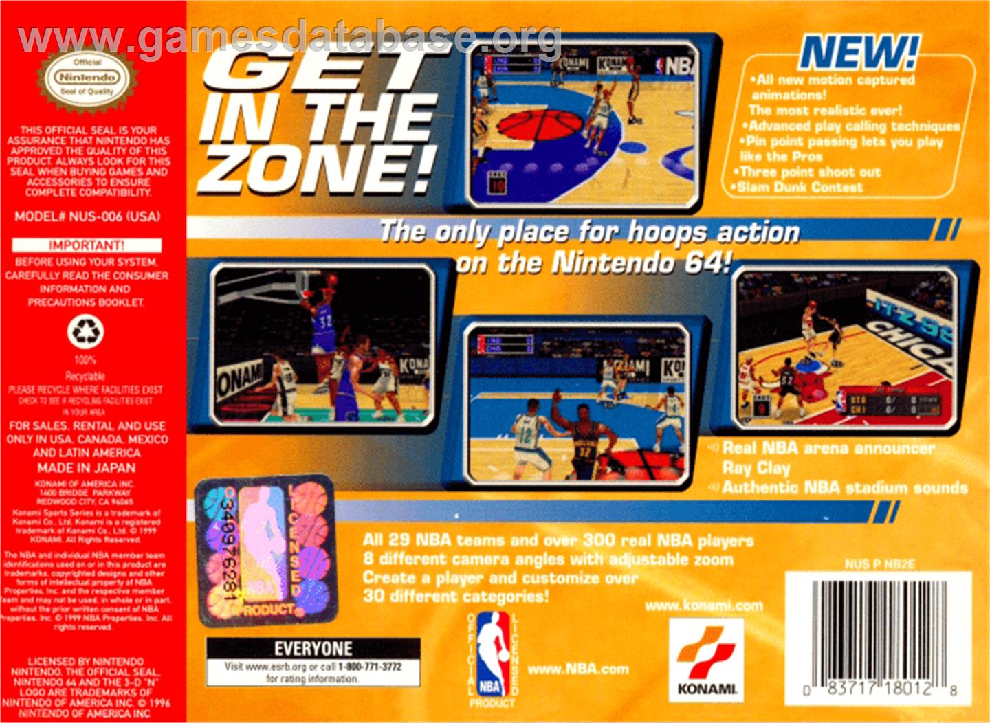 NBA: In the Zone '99 - Nintendo N64 - Artwork - Box Back