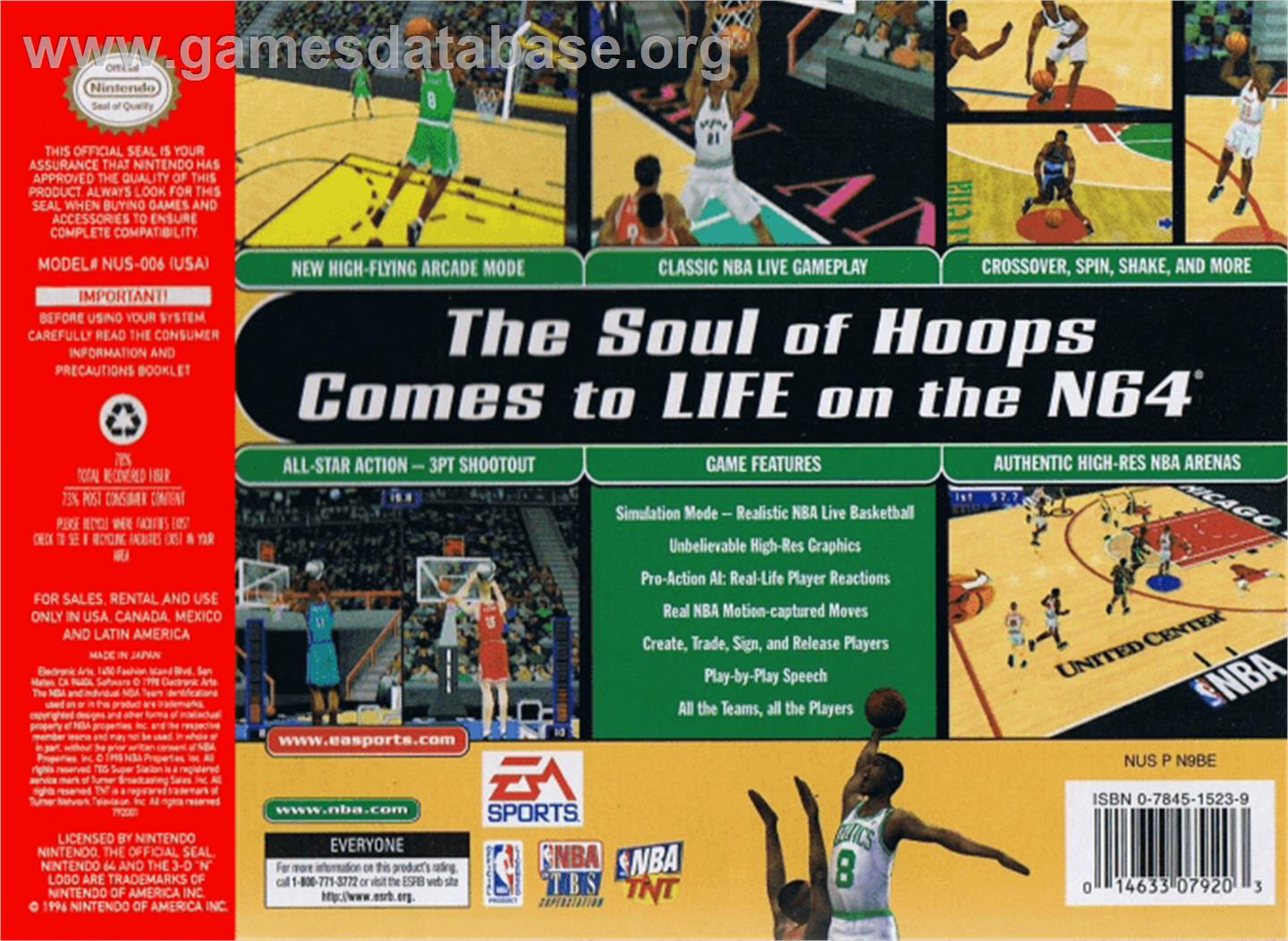 NBA Live '99 - Nintendo N64 - Artwork - Box Back