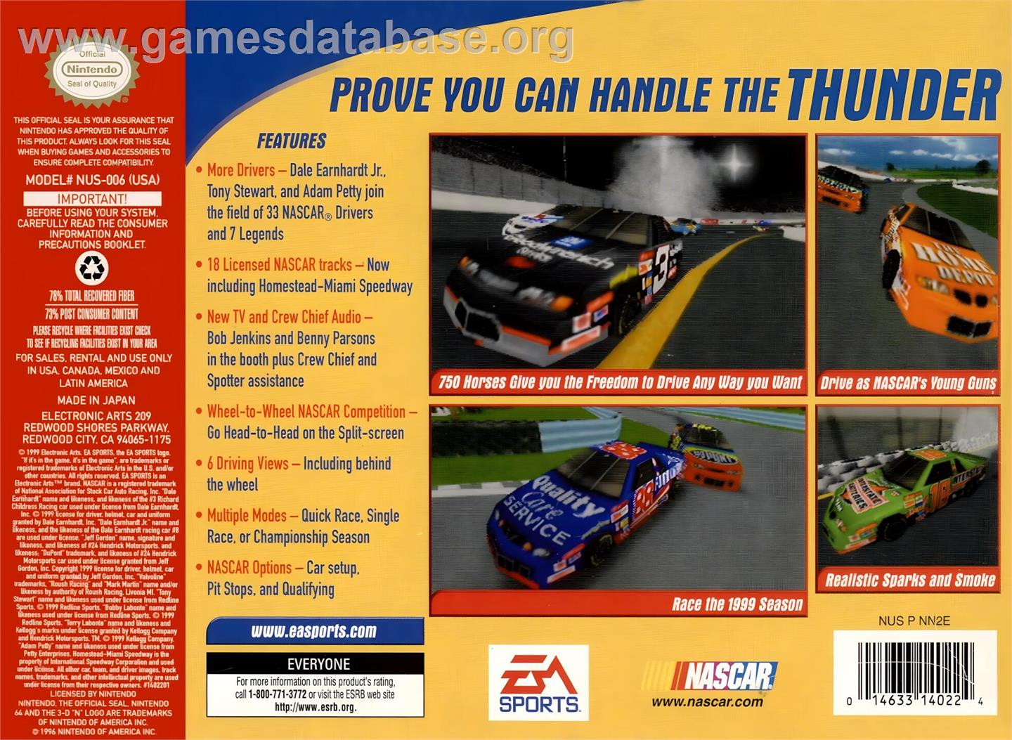 Nascar 2000 - Nintendo N64 - Artwork - Box Back