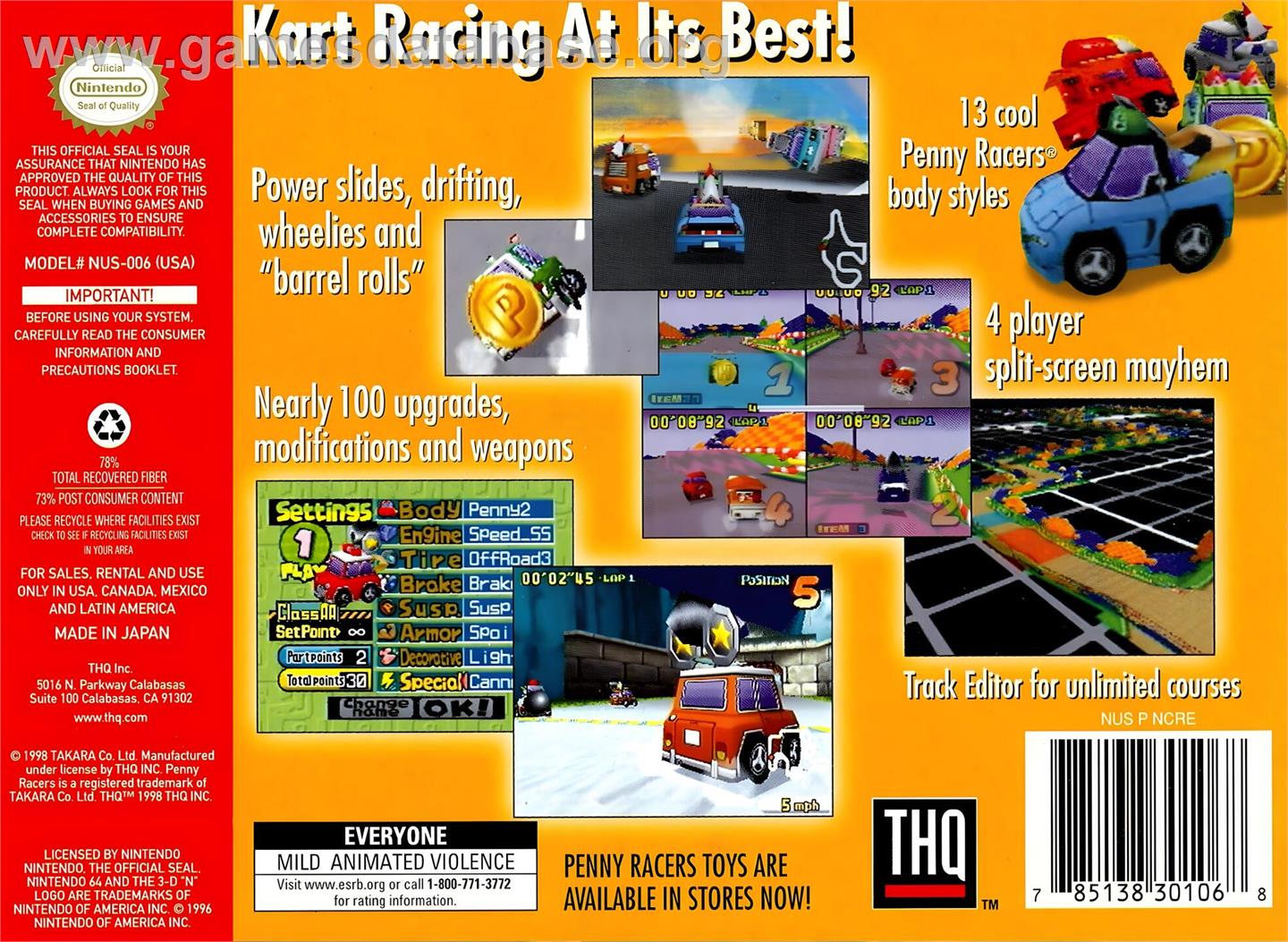 Penny Racers - Nintendo N64 - Artwork - Box Back