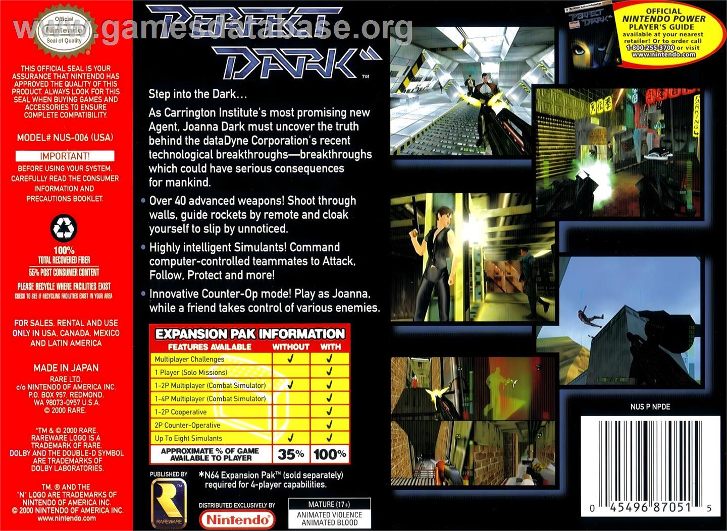 Perfect Dark - Nintendo N64 - Artwork - Box Back
